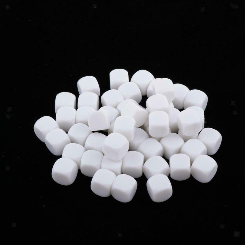 50pcs 1,2cm White Opaque Dice 6 Faces Acrylic Dice Game DIY White Table For MTG