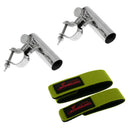 Stainless Steel Fishing Rod Holder Clamp + Fishing Rod Tie Tackle Belt Strap