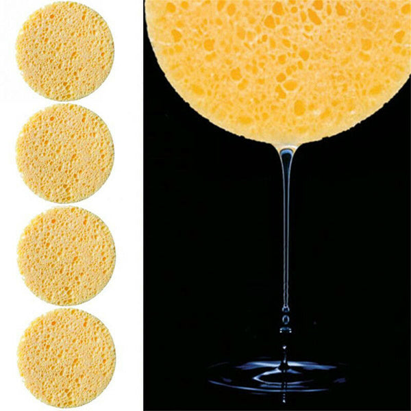 10Pcs Natural Wood Fiber Face Wash Cleansing Round Sponge Makeup Tool Women N3cN