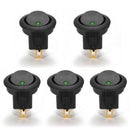 5x New 16A 12V LED Dot Light Car Boat Round Rocker ON/OFF SPST Switch Green