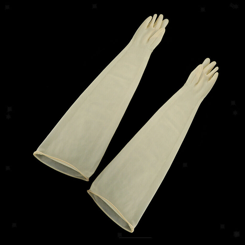 1 Pair 70cm Industrial Anti Acid Alkali Rubber Gloves Yellow 700x160x0.8mm