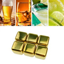 6pcs 304 Stainless Steel Whiskey Wine Stones Reuseble Cooler Ice Cubes Ball T5M9