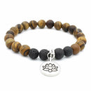 Fashion Women Tiger Eye Stone Flower Pendant Strand Bracelet Jewelry Gift