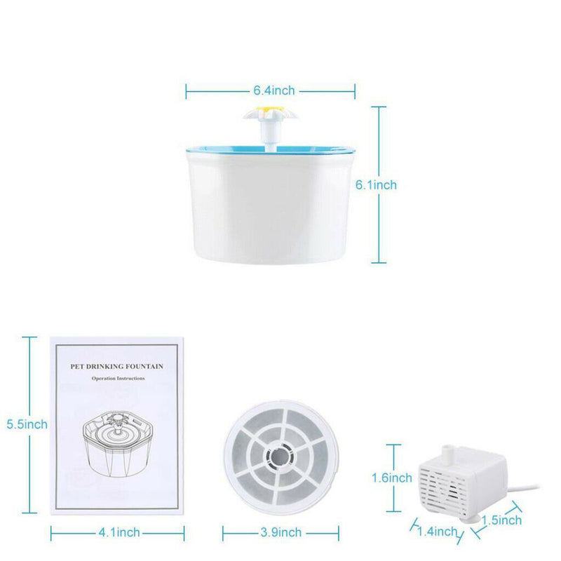 Pet Fountain Cat Water Dispenser Quiet Flower