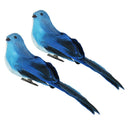 2pcs Blue Artificial Feathered Foam Birds with Clips Outdoor Garden Tree Decor