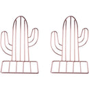 2PCS/Pair Creative Cactus Shaped Metal Bookends Book Support Stand Desk Org V9P4