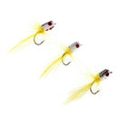 3Pcs Bass Fly Fishing Flies Panfish Popper Flies Single Hook Topwater Baits