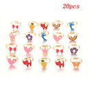 20x Girl Kids Child Cute Cartoon Adjustable Rings Crystal Ring Jewelry Wholesale