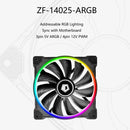 ZF-14025-ARGB PWM PC Case Fan Dual Ring Addressable RGB LED Cooling Fan A