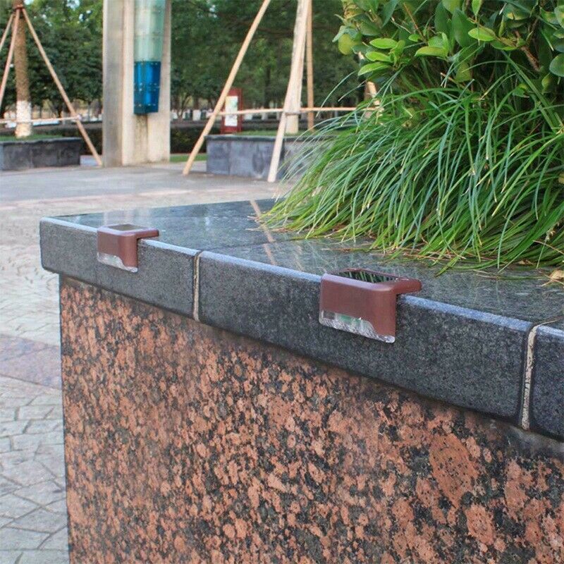 4Pcs Solar Powered LED Deck Lights Outdoor Path Garden Stairs Step Fence LamC4P1