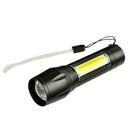Rechargeable XPE+COB LED Flashlight Torch Outdoor 3 Modes Waterproof Penlight
