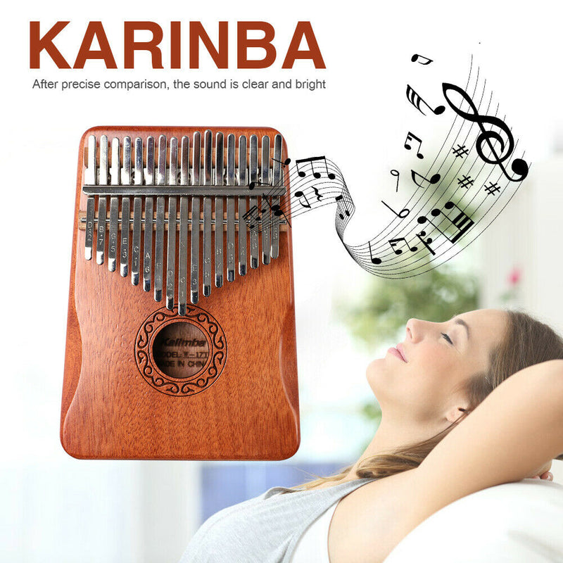 Thumb Finger Piano African Sanza Mbira 17-Key Mahogany Wood Kalimba for Beginner