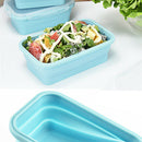 4 Piece Set Blue Food Grade Silicone Lunch Box Folding Eco-Friendly Food Co