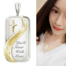 You Will Never Walk Alone Letter Couple Square Necklace Womens Pendant Jewe C9E5