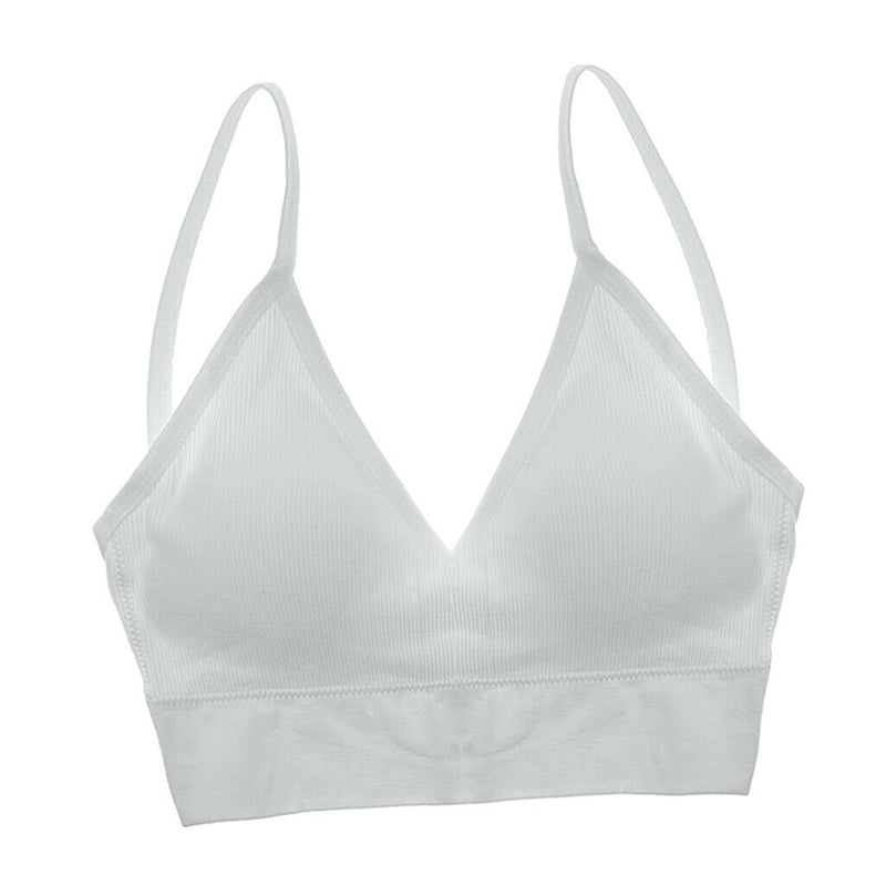 2 Pcs Women's V Neck Padded Bralette Seamless Comfort Bra Crop Top Sport Bra