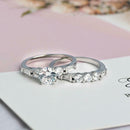 2pcs Zircon Rings Women Romantic Lovers Wedding Engagement Jewelry (US 7) A