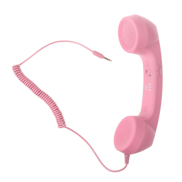 3.5mm Mic Retro   Phone Handset Telephone for Mobile Phone Pink