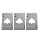 3 Pieces Poker Card Ace Of Spades Soda Beer Cap Bottle Stainless Steel Opener