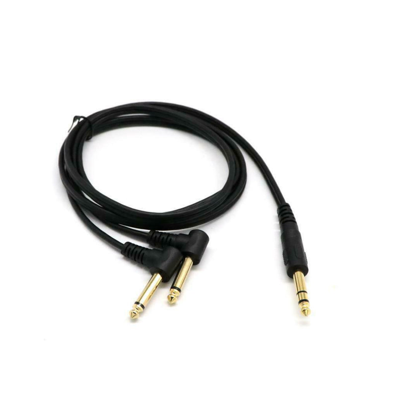 6.35mm Male Stereo to 2x 6.35mm Male Right Angle Y Splitter Audio Cable