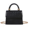 Women Mini Shoulder Bag Alligator PU Tote Chain Crossbody Pouch (Black)