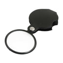 Portable 50mm Diameter 5X Round Magnifying Glass w Black Cover