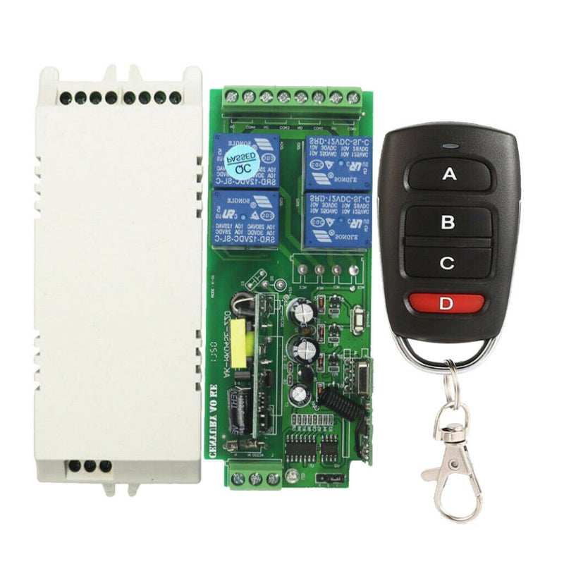 Wireless Remote Control Switch 4CH Receiver with AC220V Transmitter New Four key