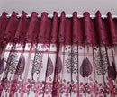 Floral Leaf Window Divider Voile Cortina Jacquard Sheer Curtain Dark Purple