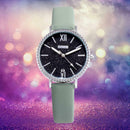Waterproof Star Sky Quartz Watch Women Leather Strap Wristwatch (Green B) A