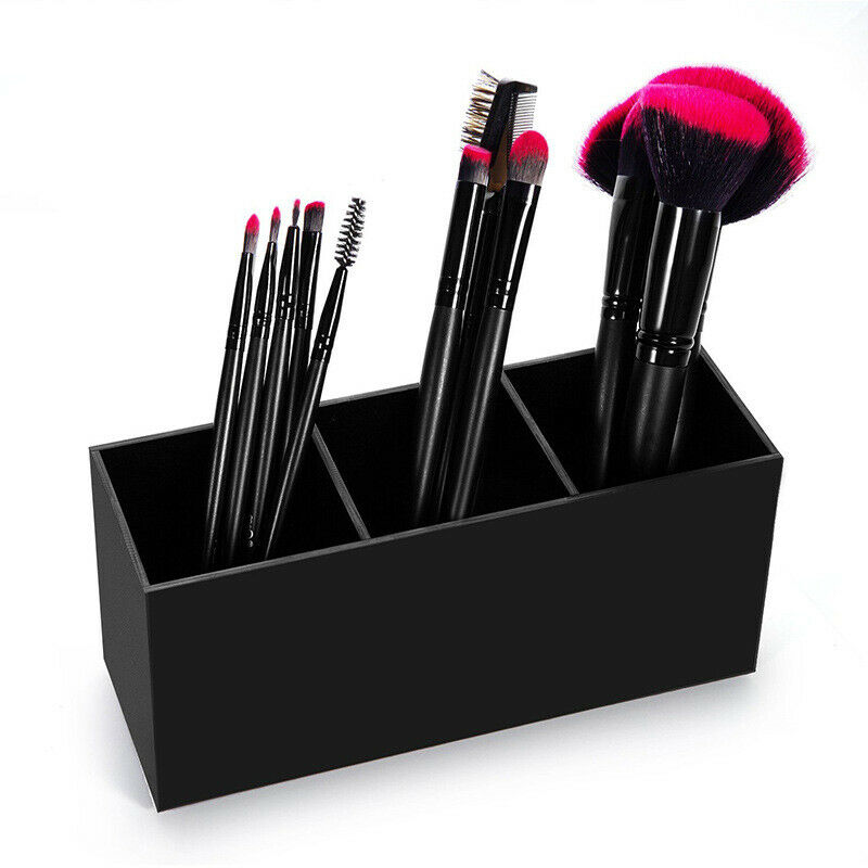 3 Slot Cosmetics Brush Storage Case Acrylic Solid Color Makeup Tools Holder T2G6
