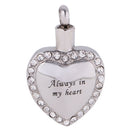 Always In My Heart Unisex Novelty Cremation Ash Urn Memorial Heart Pendant