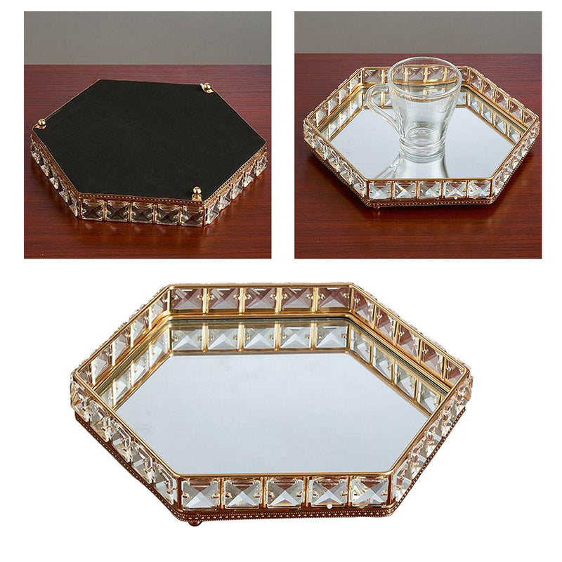 Crystal Mirrored Tray Cosmetic Vanity Jewelry Organizer Wedding Home Decor