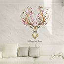 sika deer head flowers wall stickers wall decals kids home decor removable Hc