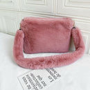 Women Plush Messenger Bag Big Capacity Fluffy Shoulder Handbags (Pink)