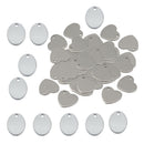 60Pc Metal Flat Heart Oval Blank Stamping Charms Tag Pendants Jewelry Making