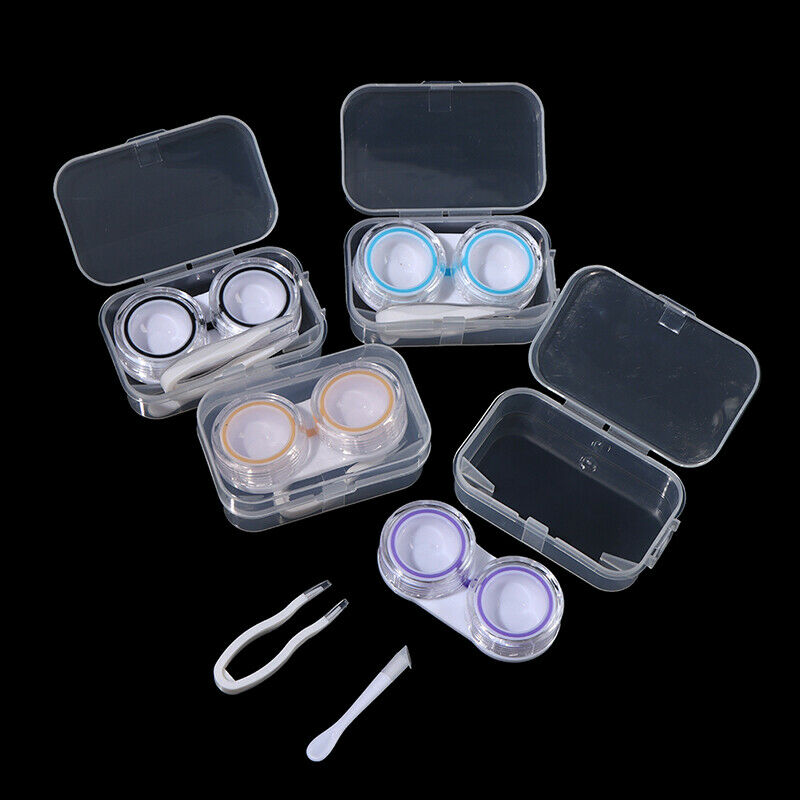 Plastic Candy Color Transparent Contact Lens Partner Case Travel Kit StoragS Ew