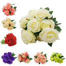 Rose Bouquet Home Party Artificial Flower Props Garden Decor White & Green