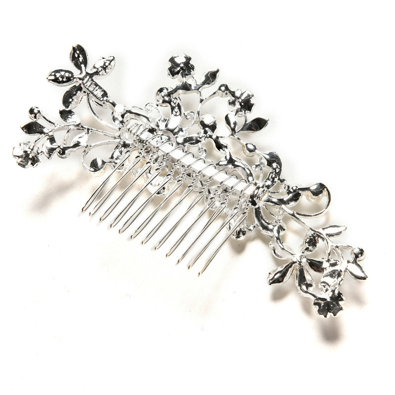 Crystal Rhinestone Wedding Flower Pearls Hair Clip Hair Comb For Women Bride  Gw