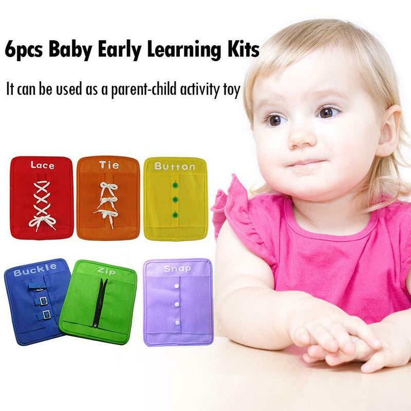 6pcs Baby Early Learning Kits Basic Life Skills Toys Learn To Dress Boards