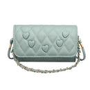 Women Love Lattice Pattern Crossbody Bag PU Shoulder Totes Handbag (Green)