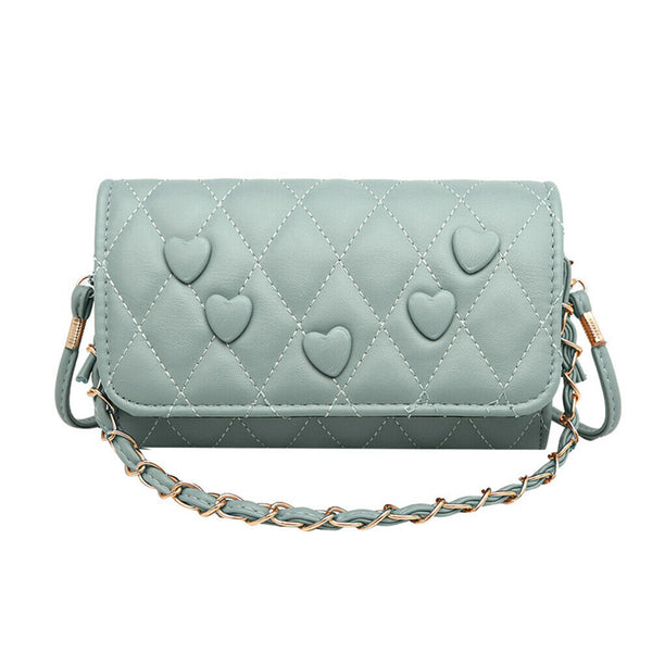 Women Love Lattice Pattern Crossbody Bag PU Shoulder Totes Handbag (Green)