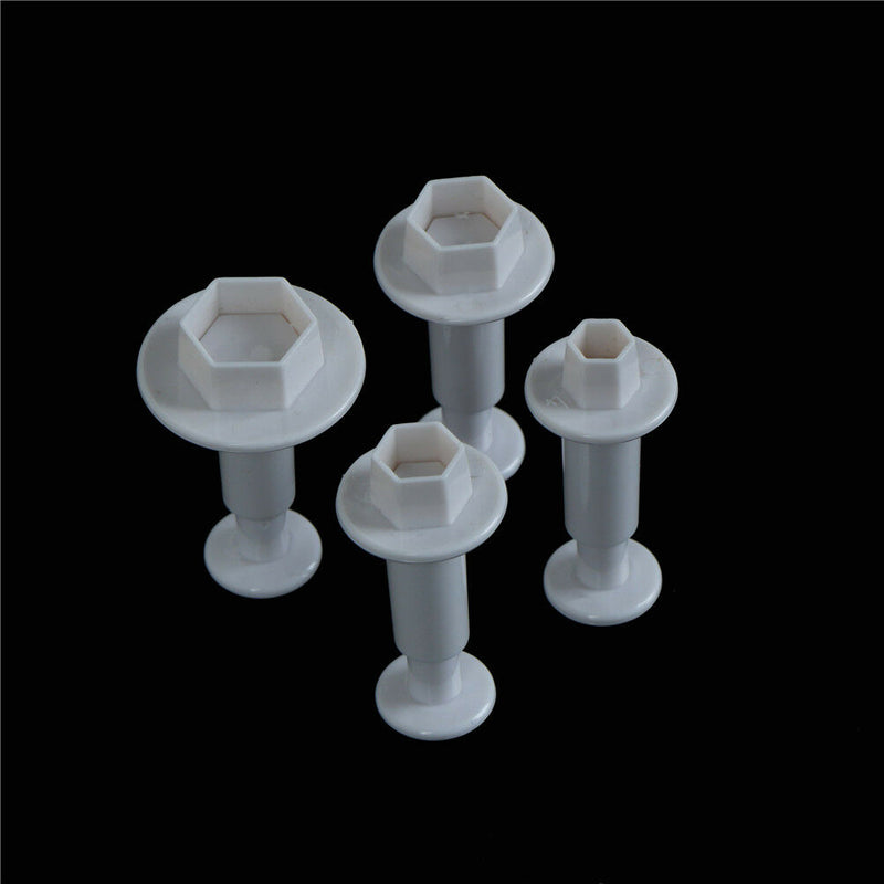 4pcs Hexagon Plastic Cookie Cutter Fondant Cutter Mold Cake Decorating Tool  Z