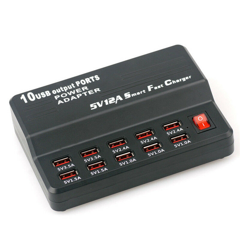 10Ports Fast USB Charging Station Power Adapter Wall Travel Desktop Charger N Bj
