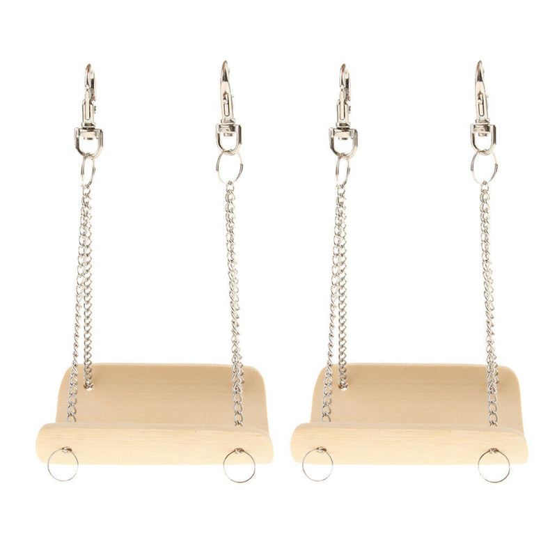 2 Pcs Small Pet Swing Natural Bamboo Hang Toys for Chinchilla Hamster