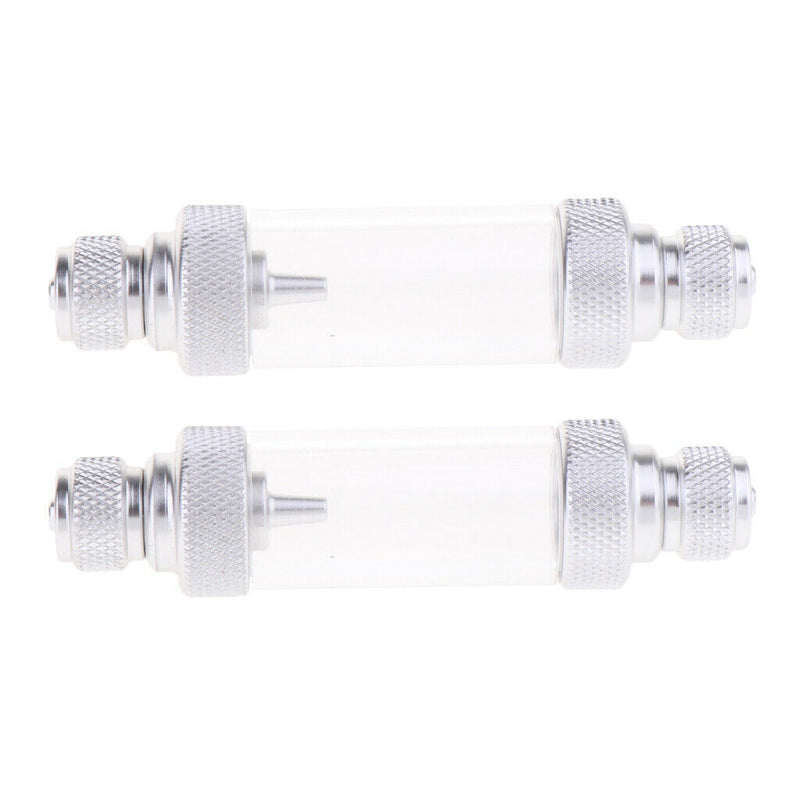 2 Pcs Aluminium Aquarium Check Valve Sliver Dural Head CO2 Bubble Counter
