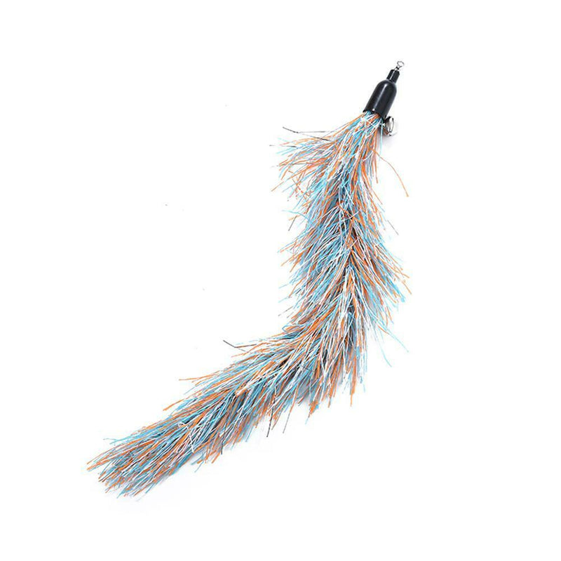 Pet Telescopic Feather Teaser Wand Rod Cat Toys w/Replacement Head (Orange) A