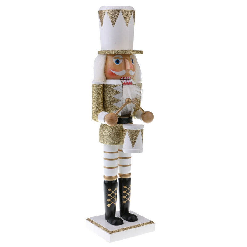38cm Wooden Nutcracker Drummer Figures Ornaments for Shelves and Tables, Home