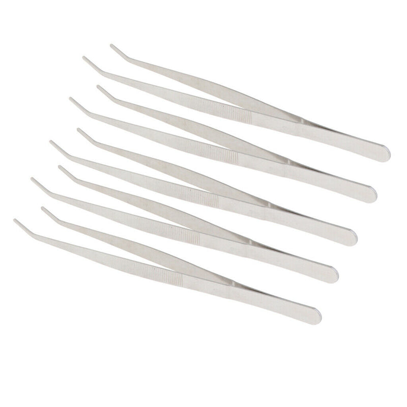 5 Pcs Stainless Steel Tweezers Reptile Gardening Bent Feeding Tool Curve