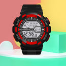 Waterproof Digital Watch Unisex TPU Strap Electronics Wristwatch (Red)