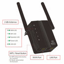 Wireless WiFi Repeater 300Mbps Dual Antenna WiFi Range Extender (EU Black) A