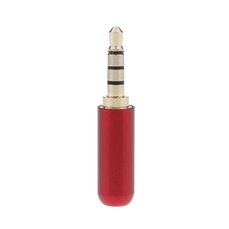 5Pcs 3.5mm 1/8" Male Jack Mini Red Audio Plug Male Stereo Adaptor DIY Soldering